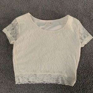 White lace crop top
